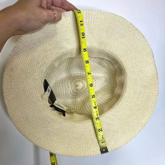 NEW Lucky Brand Stripe Woven Knit Hat Cream One Size - Picture 12 of 12